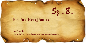 Sztán Benjámin névjegykártya